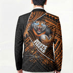 Wests Tigers Rugby Blazer Tribal Polynesian Power Art - Lightning Mascot