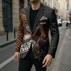 Wests Tigers Rugby Blazer Tribal Polynesian Power Art - Lightning Mascot