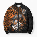 Wests Tigers Rugby Bomber Puffer Jacket Tribal Polynesian Power Art - Lightning Mascot
