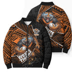 Wests Tigers Rugby Bomber Puffer Jacket Tribal Polynesian Power Art - Lightning Mascot