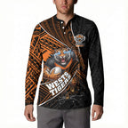 Wests Tigers Rugby Button Sweatshirt Tribal Polynesian Power Art - Lightning Mascot