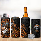 Wests Tigers Rugby 4 in 1 Can Cooler Tumbler Tribal Polynesian Power Art - Lightning Mascot