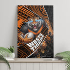 Wests Tigers Rugby Canvas Wall Art Tribal Polynesian Power Art - Lightning Mascot