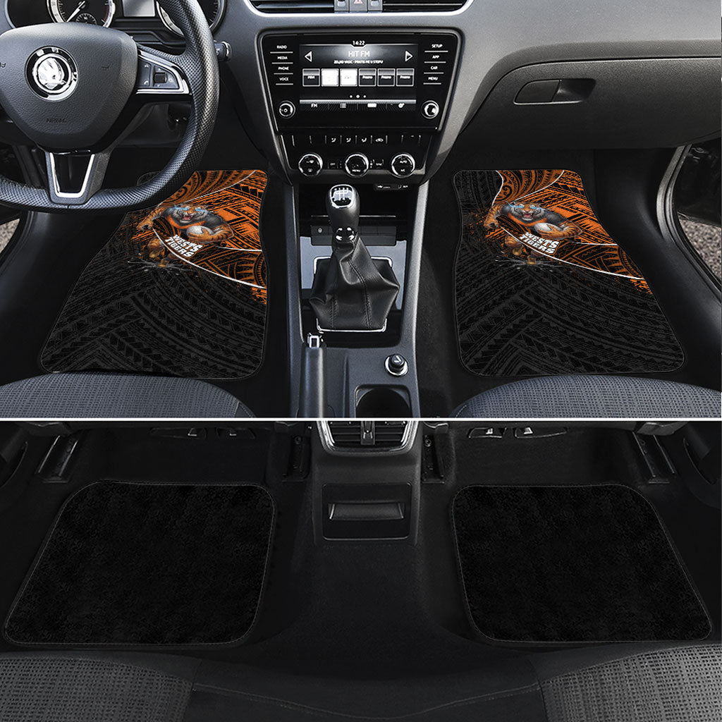 Wests Tigers Rugby Car Mats Tribal Polynesian Power Art - Lightning Mascot