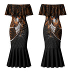 Wests Tigers Rugby Couples Matching Mermaid Dress and Hawaiian Shirt Tribal Polynesian Power Art - Lightning Mascot