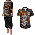 Wests Tigers Rugby Couples Matching Puletasi and Hawaiian Shirt Tribal Polynesian Power Art - Lightning Mascot