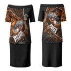 Wests Tigers Rugby Couples Matching Puletasi and Hawaiian Shirt Tribal Polynesian Power Art - Lightning Mascot