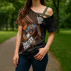 Wests Tigers Rugby Cross Shoulder Shirt Tribal Polynesian Power Art - Lightning Mascot