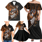 Wests Tigers Rugby Family Matching Off Shoulder Maxi Dress and Hawaiian Shirt Tribal Polynesian Power Art - Lightning Mascot