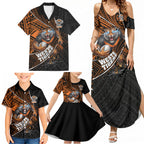 Wests Tigers Rugby Family Matching Summer Maxi Dress and Hawaiian Shirt Tribal Polynesian Power Art - Lightning Mascot