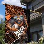 Wests Tigers Rugby Garden Flag Tribal Polynesian Power Art - Lightning Mascot