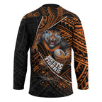 Wests Tigers Rugby Hockey Jersey Tribal Polynesian Power Art - Lightning Mascot