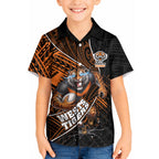 Wests Tigers Rugby Kid Hawaiian Shirt Tribal Polynesian Power Art - Lightning Mascot