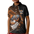 Wests Tigers Rugby Kid Polo Shirt Tribal Polynesian Power Art - Lightning Mascot