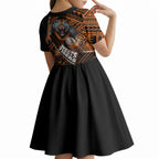Wests Tigers Rugby Kid Short Sleeve Dress Tribal Polynesian Power Art - Lightning Mascot