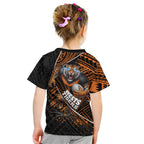 Wests Tigers Rugby Kid T Shirt Tribal Polynesian Power Art - Lightning Mascot