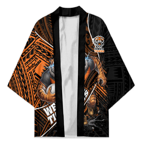 Wests Tigers Rugby Kimono Tribal Polynesian Power Art - Lightning Mascot