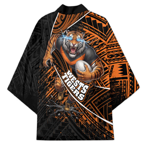 Wests Tigers Rugby Kimono Tribal Polynesian Power Art - Lightning Mascot