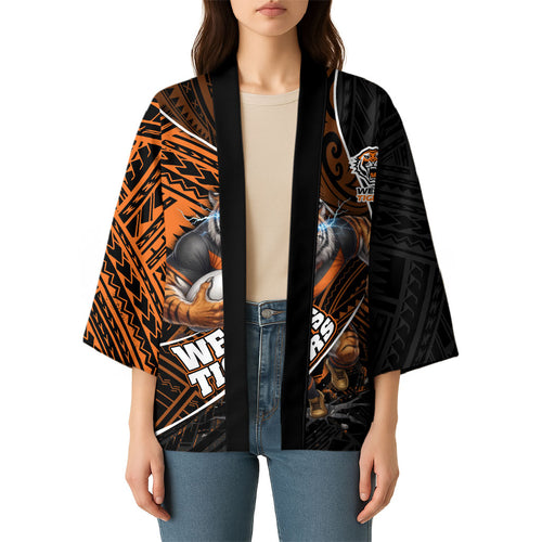 Wests Tigers Rugby Kimono Tribal Polynesian Power Art - Lightning Mascot