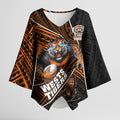 Wests Tigers Rugby Kimono Sleeve Blouse Tribal Polynesian Power Art - Lightning Mascot