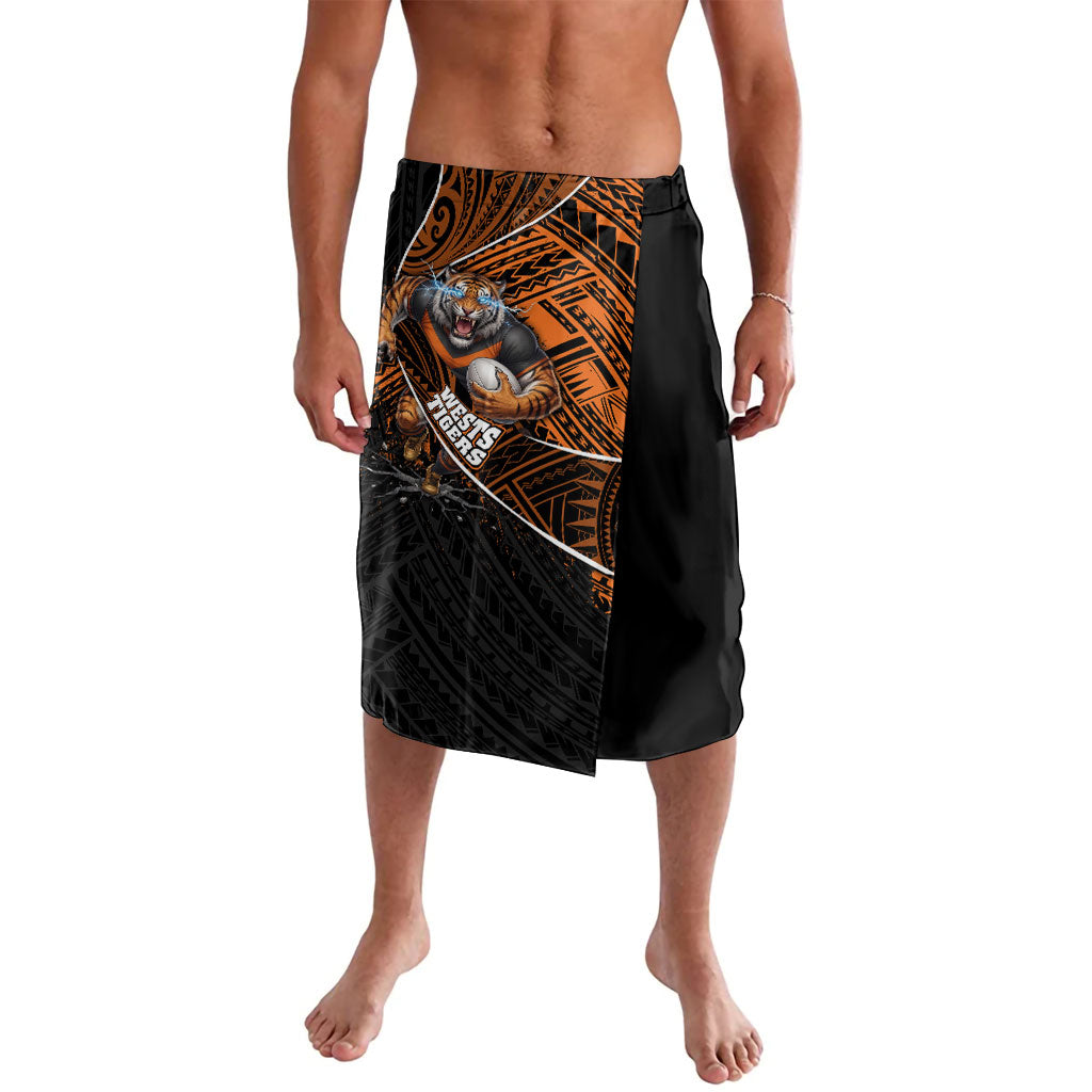 Wests Tigers Rugby Lavalava Tribal Polynesian Power Art - Lightning Mascot