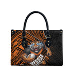 Wests Tigers Rugby Leather Bag Tribal Polynesian Power Art - Lightning Mascot