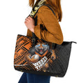 Wests Tigers Rugby Leather Tote Bag Tribal Polynesian Power Art - Lightning Mascot
