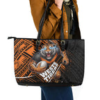Wests Tigers Rugby Leather Tote Bag Tribal Polynesian Power Art - Lightning Mascot
