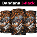 Wests Tigers Rugby Neck Gaiter Tribal Polynesian Power Art - Lightning Mascot