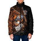 Wests Tigers Rugby Padded Jacket Tribal Polynesian Power Art - Lightning Mascot