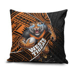 Wests Tigers Rugby Pillow Cover Tribal Polynesian Power Art - Lightning Mascot