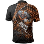 Wests Tigers Rugby Polo Shirt Tribal Polynesian Power Art - Lightning Mascot