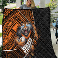 Wests Tigers Rugby Quilt Tribal Polynesian Power Art - Lightning Mascot