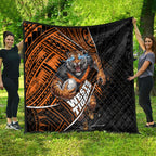 Wests Tigers Rugby Quilt Tribal Polynesian Power Art - Lightning Mascot