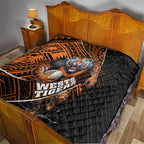 Wests Tigers Rugby Quilt Tribal Polynesian Power Art - Lightning Mascot