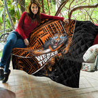Wests Tigers Rugby Quilt Tribal Polynesian Power Art - Lightning Mascot