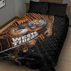 Wests Tigers Rugby Quilt Bed Set Tribal Polynesian Power Art - Lightning Mascot