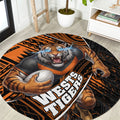 Wests Tigers Rugby Round Carpet Tribal Polynesian Power Art - Lightning Mascot