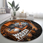 Wests Tigers Rugby Round Carpet Tribal Polynesian Power Art - Lightning Mascot