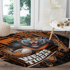 Wests Tigers Rugby Round Carpet Tribal Polynesian Power Art - Lightning Mascot