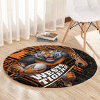 Wests Tigers Rugby Round Carpet Tribal Polynesian Power Art - Lightning Mascot