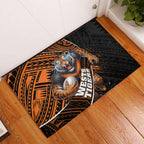 Wests Tigers Rugby Rubber Doormat Tribal Polynesian Power Art - Lightning Mascot