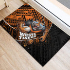 Wests Tigers Rugby Rubber Doormat Tribal Polynesian Power Art - Lightning Mascot