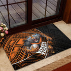 Wests Tigers Rugby Rubber Doormat Tribal Polynesian Power Art - Lightning Mascot