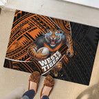 Wests Tigers Rugby Rubber Doormat Tribal Polynesian Power Art - Lightning Mascot