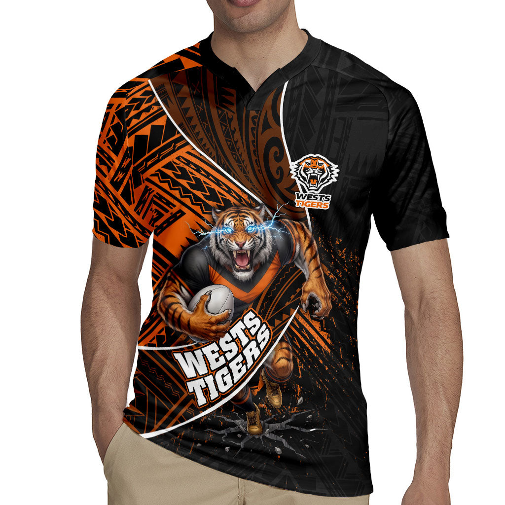 Wests Tigers Rugby Rugby Jersey Tribal Polynesian Power Art - Lightning Mascot