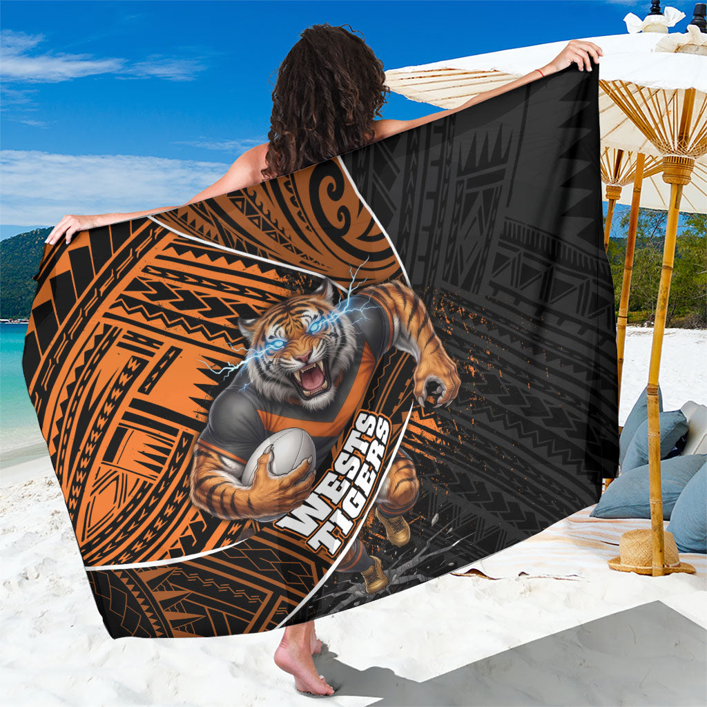 Wests Tigers Rugby Sarong Tribal Polynesian Power Art - Lightning Mascot