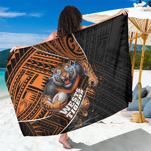 Wests Tigers Rugby Sarong Tribal Polynesian Power Art - Lightning Mascot