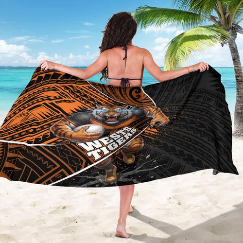 Wests Tigers Rugby Sarong Tribal Polynesian Power Art - Lightning Mascot