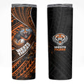 Wests Tigers Rugby Skinny Tumbler Tribal Polynesian Power Art - Lightning Mascot
